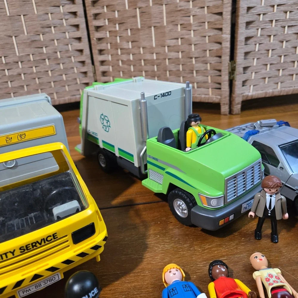 Playmobil City Action Vehicle Lot Fire Truck Ambulance Garbage Truck DeLorean